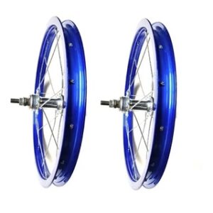 Par de Roda Aro 16 Montada Azul (Com Catraca)