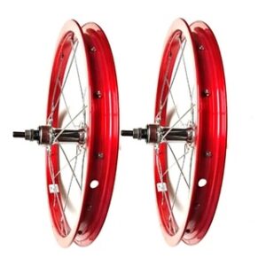 Par de Roda Aro 16 Montada Vermelho (Com Catraca)