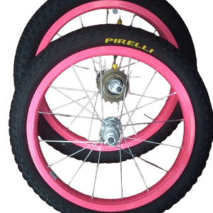 Par de Roda Aro 16 Completo Rosa(Com Catraca)